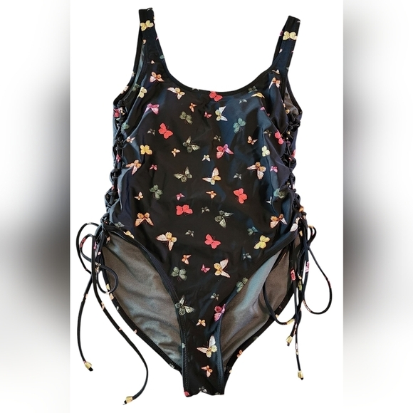 Cyn & Luca Swim Butterfly One Piece Swimsuit Women's M Black - Picture 5 of 9
